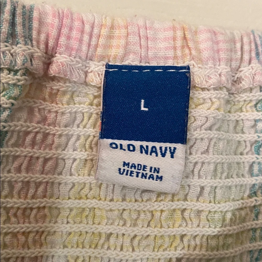 Old Navy Multicolor Plaid Puff Sleeve Blouse